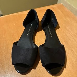 Chinese Laundry black open toe flats size 8. Worn twice